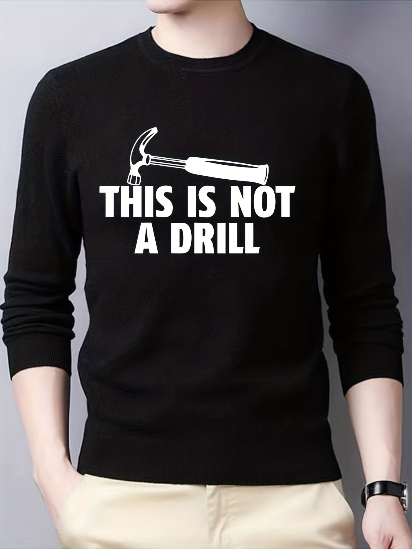 Men's Knitted Crew Neck Pullover Sweater for Fall Winter