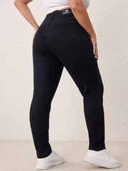 High Rise Skinny Jeans with Skull Rabbit Print