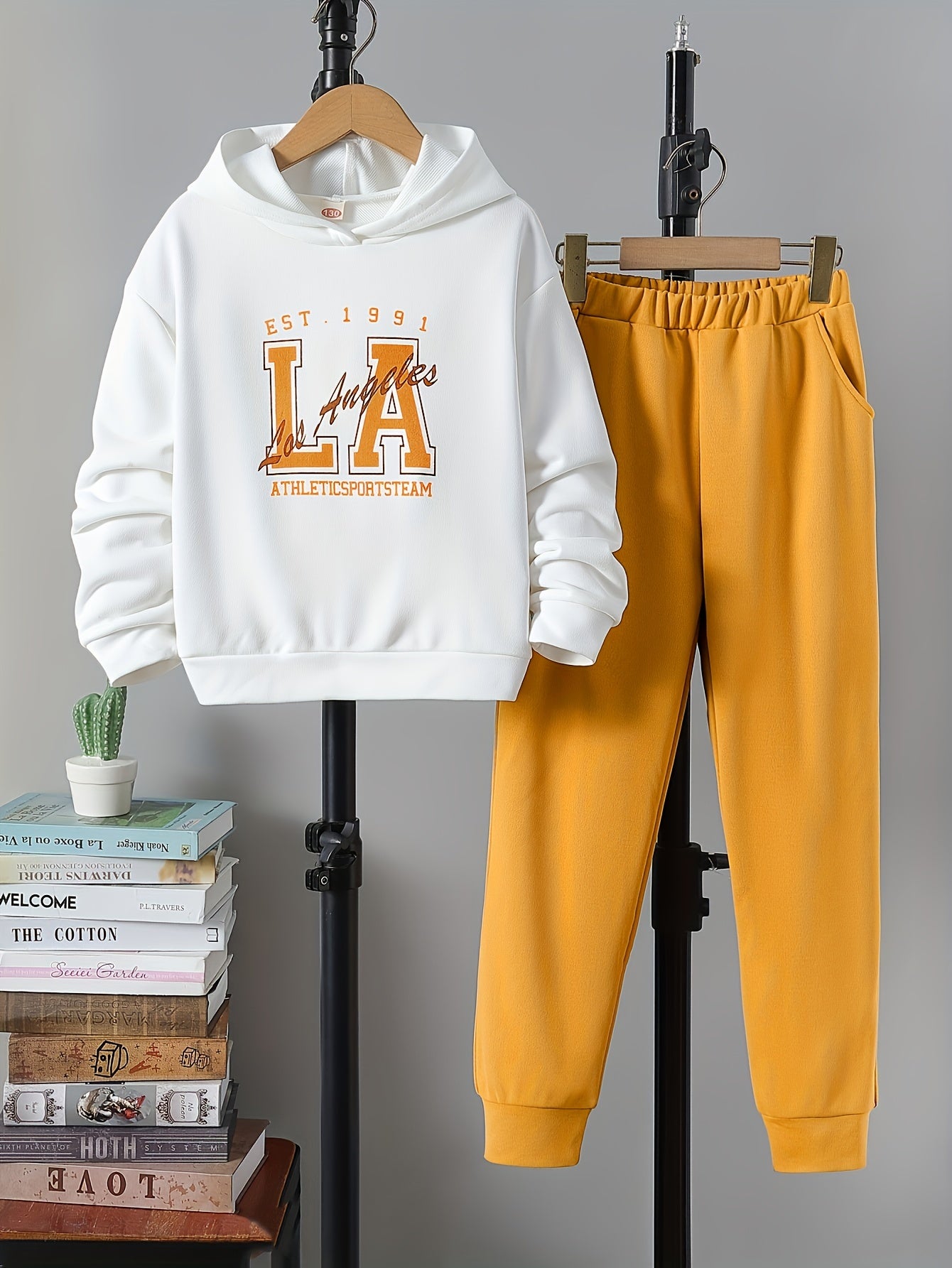 Boy's 2pcs Hoodie & Sweatpants Set LA Letter Print Long Sleeve Top