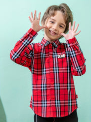 Boys Letter Print Plaid Shirts Button Down Tops Spring Fall Outwear Jacket
