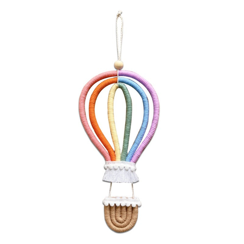 Nordic Rainbow Hot Air Balloon Wall Hanging with Tassel