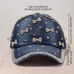 Cowboy Women's Baseball Cap Bow Adjustable Hat For Her