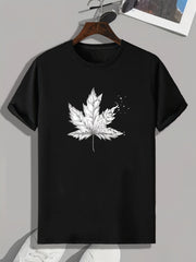 Mapel Leaf Print Men's Comfy T-shirt for Outdoor Summer