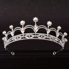 Crystal Faux Pearl Crown Tiara Rhinestone Wedding Tiaras Women Prom Crowns