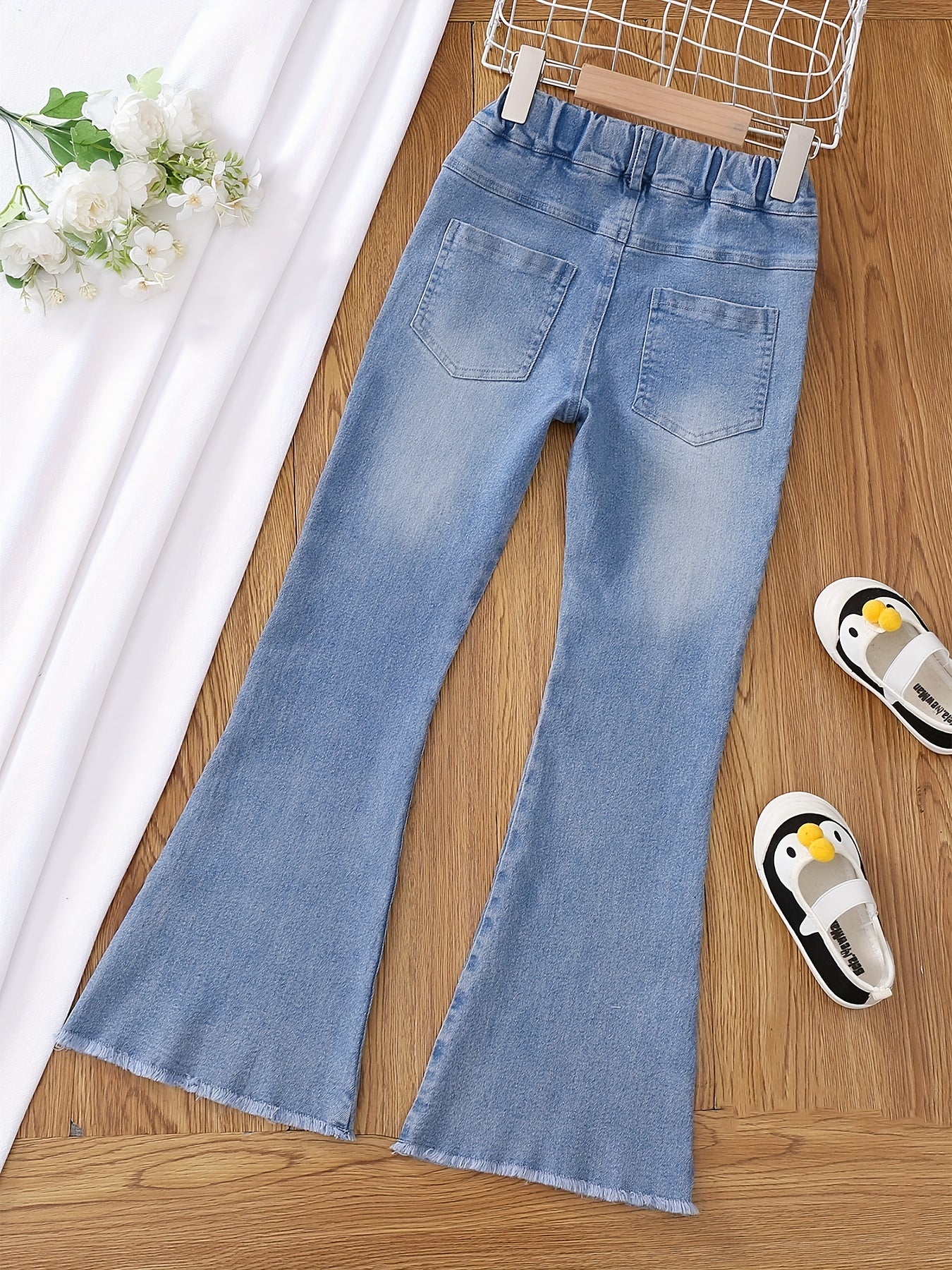 Girls' Flare Leg Denim Jeans For Kids Teens All Seasons