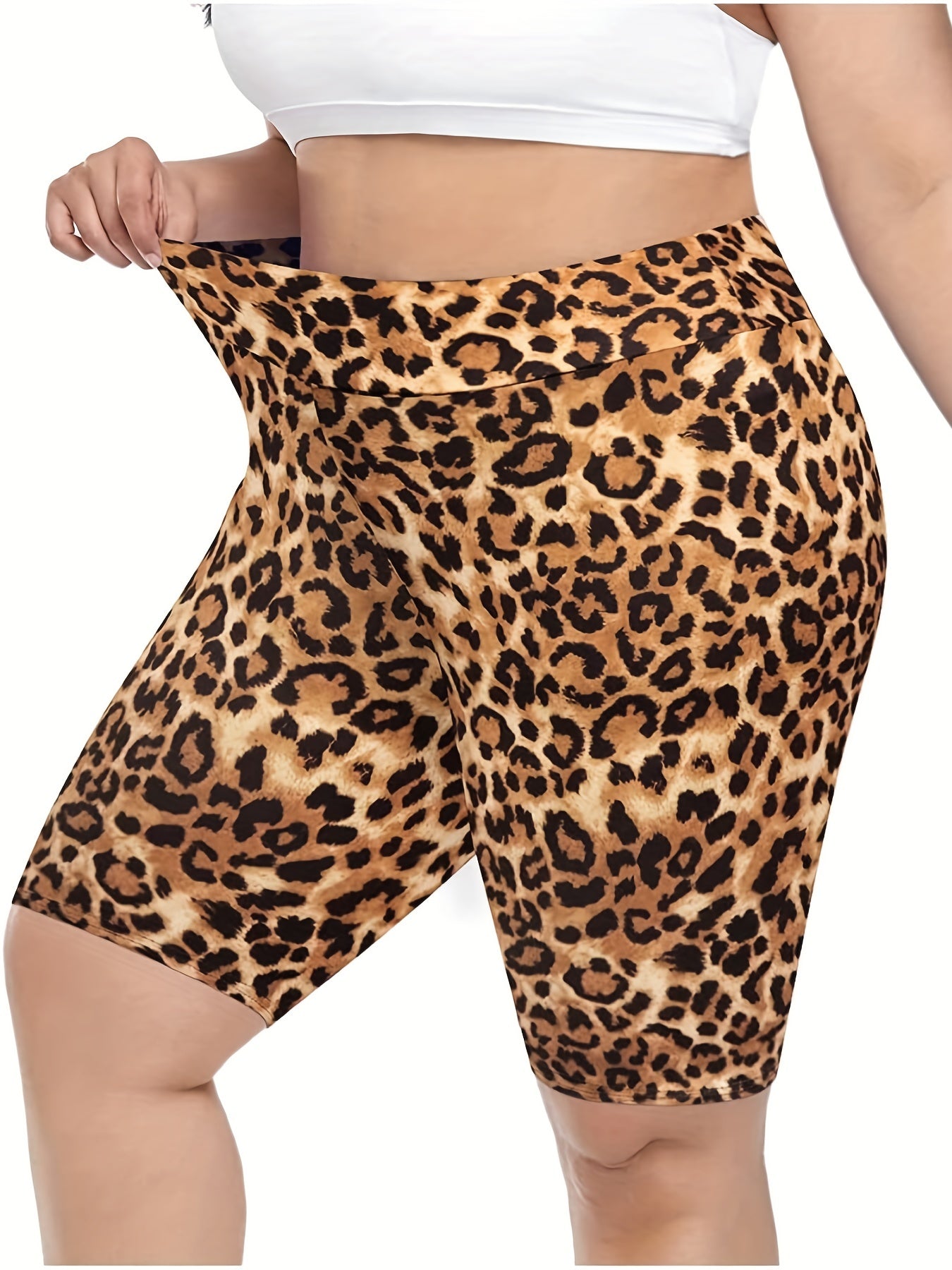 Leopard Print High Rise Skinny Fitness Shorts
