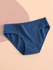 5pcs Ribbed Soft Briefs Stretchy Intimates Panties Women's Lingerie
