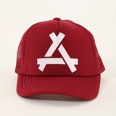 Red Trucker Hat Mesh Sunshade Baseball Cap Unisex Casual Sun Hats