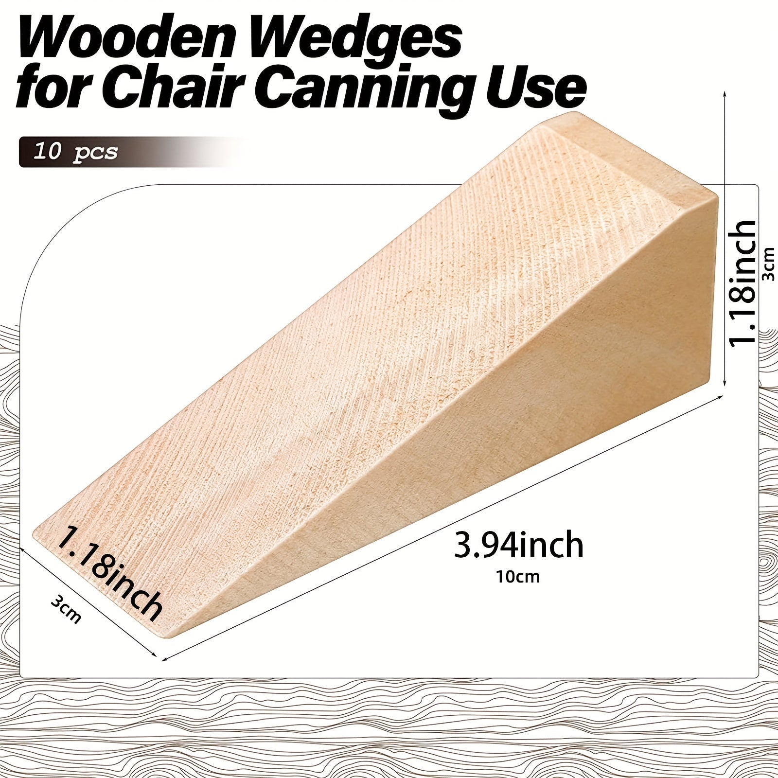 10pcs Wooden Wedges for Chair Caning Wood Wedge Non Slip Door Tool
