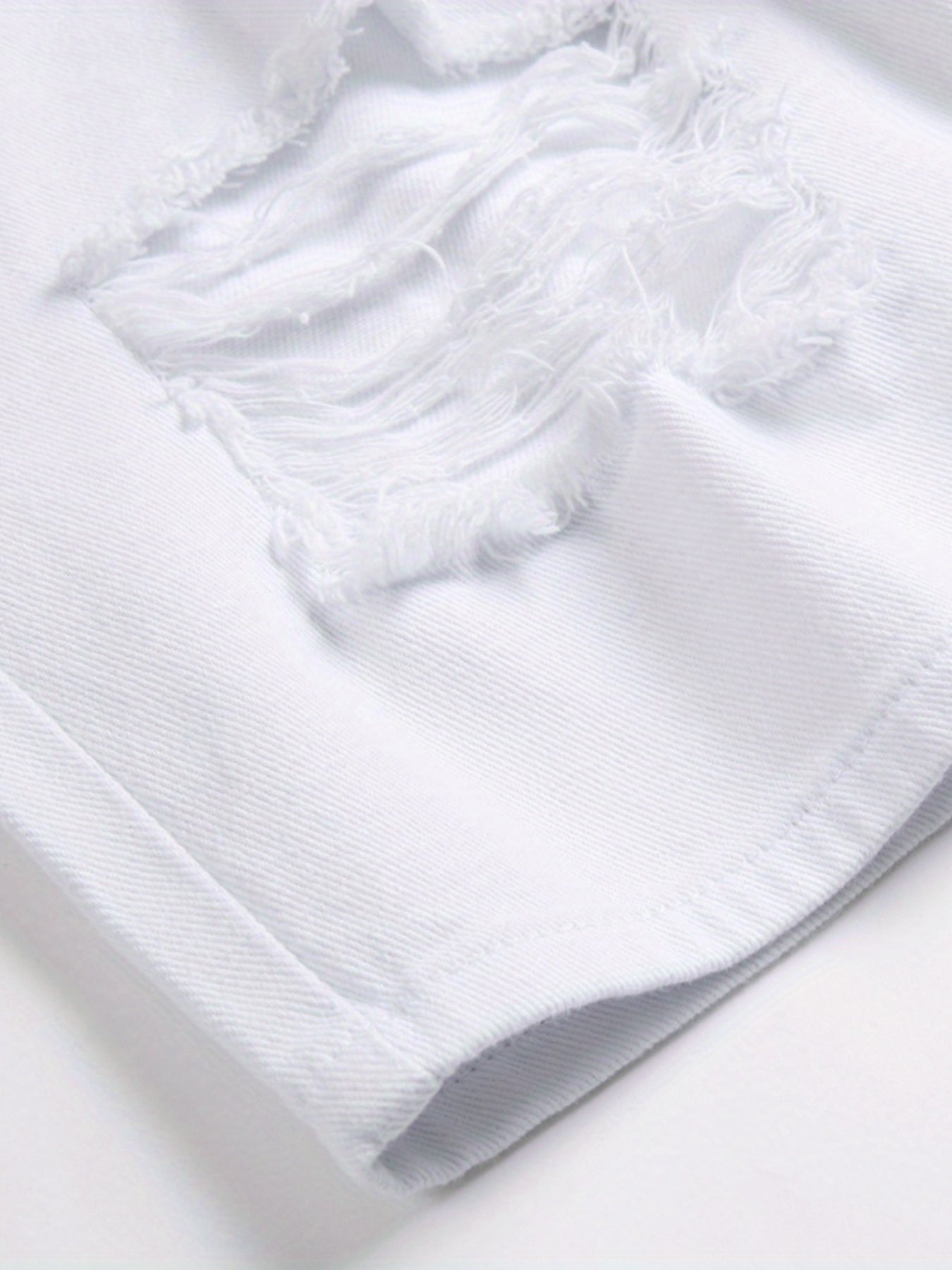 Men's Ripped Denim Shorts with Pockets