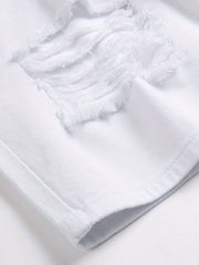 Men's Ripped Denim Shorts with Pockets