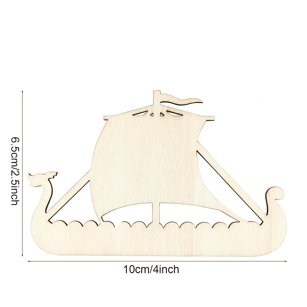 20pcs Wooden Viking Cutouts Craft Ornaments with Ropes - Home & Party Decor