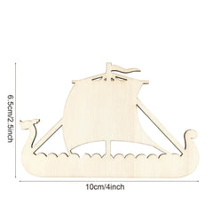 20pcs Wooden Viking Cutouts Craft Ornaments with Ropes - Home & Party Decor