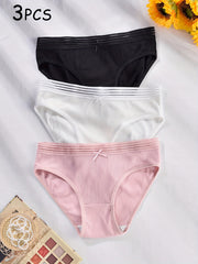 3pcs Contrast Mesh Briefs Soft & Comfy Stretchy Intimates Panties