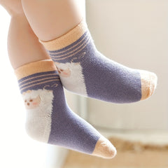 5pairs Baby Girls Sheep Pattern Socks Soft Crew Socks For All Seasons