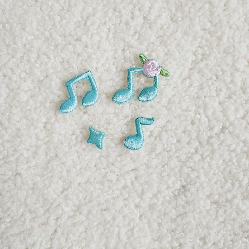 4pcs Music Notes Mixed Fabric Stickers DIY Creative Self-adhesive Stickers