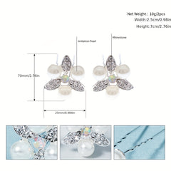 2pcs Rhinestone Faux Pearl Silvery Hairpin Bridal Wedding Bobby Pin
