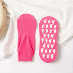 Solid Towel Bottom Crew Socks - Anti Slip Low Cut Socks With Grip