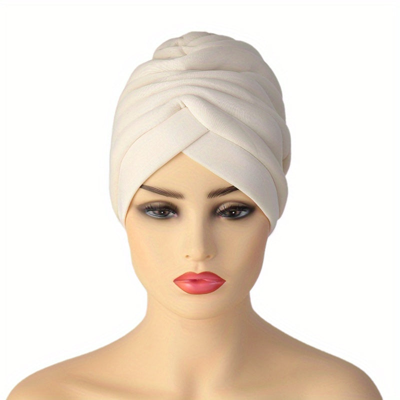 Ruched Turban Cap Elastic Head Wrap Ramadan Head Scarf Chemo Cap Women