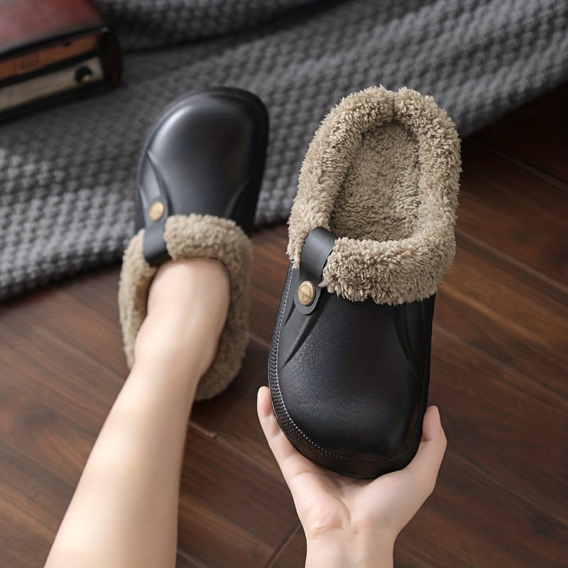 Warm Plush Lined Home Slippers Waterproof & Anti Slip House Slippers