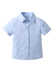 Boys Starfish & Anchor Shirt Short Sleeves Button Summer Kids Clothes