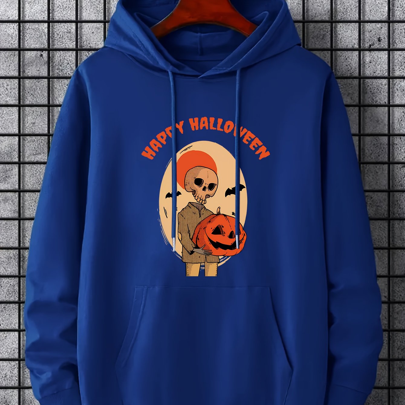 Men's Halloween Print Hoodie Active Drawstring Hooded Sweatshirt
