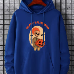 Men's Halloween Print Hoodie Active Drawstring Hooded Sweatshirt