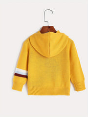 Kids Hooded Jacquard Knit Pullover Long Sleeve Casual Hoodie
