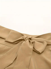 Solid Knot Front Midi Skirt