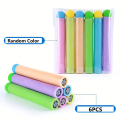 6 Pack Pull Out Water Spray Toy Foam Water Gun Beach Pool Toys
