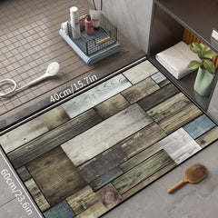 Quick Dry Anti Fatigue Shaggy Wood Print Area Rug, Non Slip Machine Washable