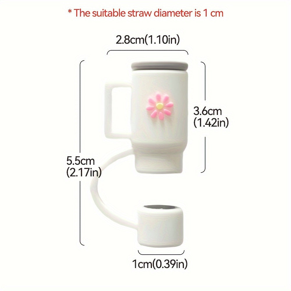 5pcs Cute Cartoon Straw Covers 10mm Leakproof & Dustproof Cup Decorations