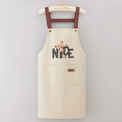Bear Pattern Kitchen Waterproof Proof Apron Men's And Women's Waist Apron