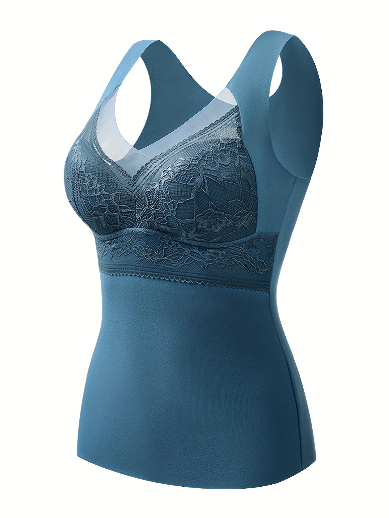 Lace Thermal Top V Neck Sleeveless Soft Comfort Women's Lingerie