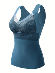 Lace Thermal Top V Neck Sleeveless Soft Comfort Women's Lingerie
