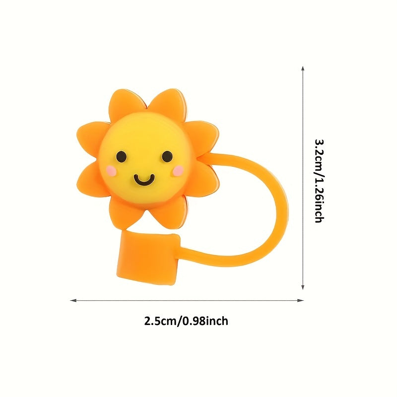 1pc Reusable Drinking Straw Tips Cover Lovely Cartoon for Ages 12+