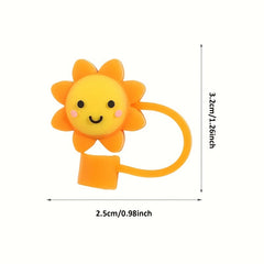 1pc Reusable Drinking Straw Tips Cover Lovely Cartoon for Ages 12+