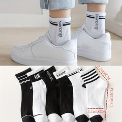 Men's Thin Cotton Sweat Absorbent Short Socks (5 Pairs)