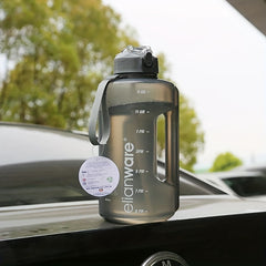 Large Capacity Plastic Straw Water Bottle With Time Marker Leak Proof