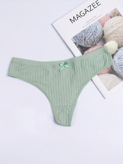 6 Pack Plus Size Ribbed Solid Thongs Women's Plus Medium Stretch Thongs