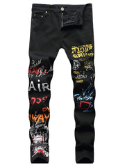 Print Slim Fit Jeans Y2k Street Style Jeans