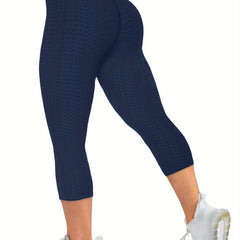 Honeycomb Butt Lifting Cropped Pants High Waist Yoga Workout Leggings