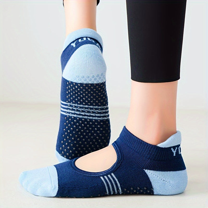 5 Pairs Letter Graphic Yoga Socks Anti-slip Athletic Ankle Socks