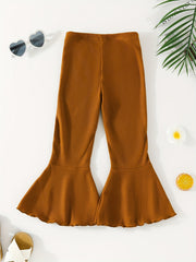Waffle Knit Bell Bottom Pants for Toddler Girls