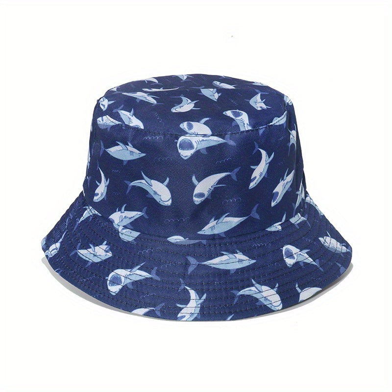 Animal Print Bucket Hat Lightweight Sunscreen Fish Tiger Flamingo Shark Dinosaur