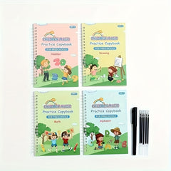 4pc Kids' Handwriting Workbooks Grooved Pages Writing Stickers & Pen