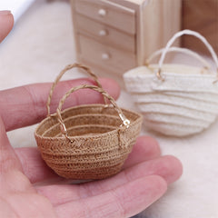 Mini Dollhouse Woven Handbag Model for Tiny House Decor