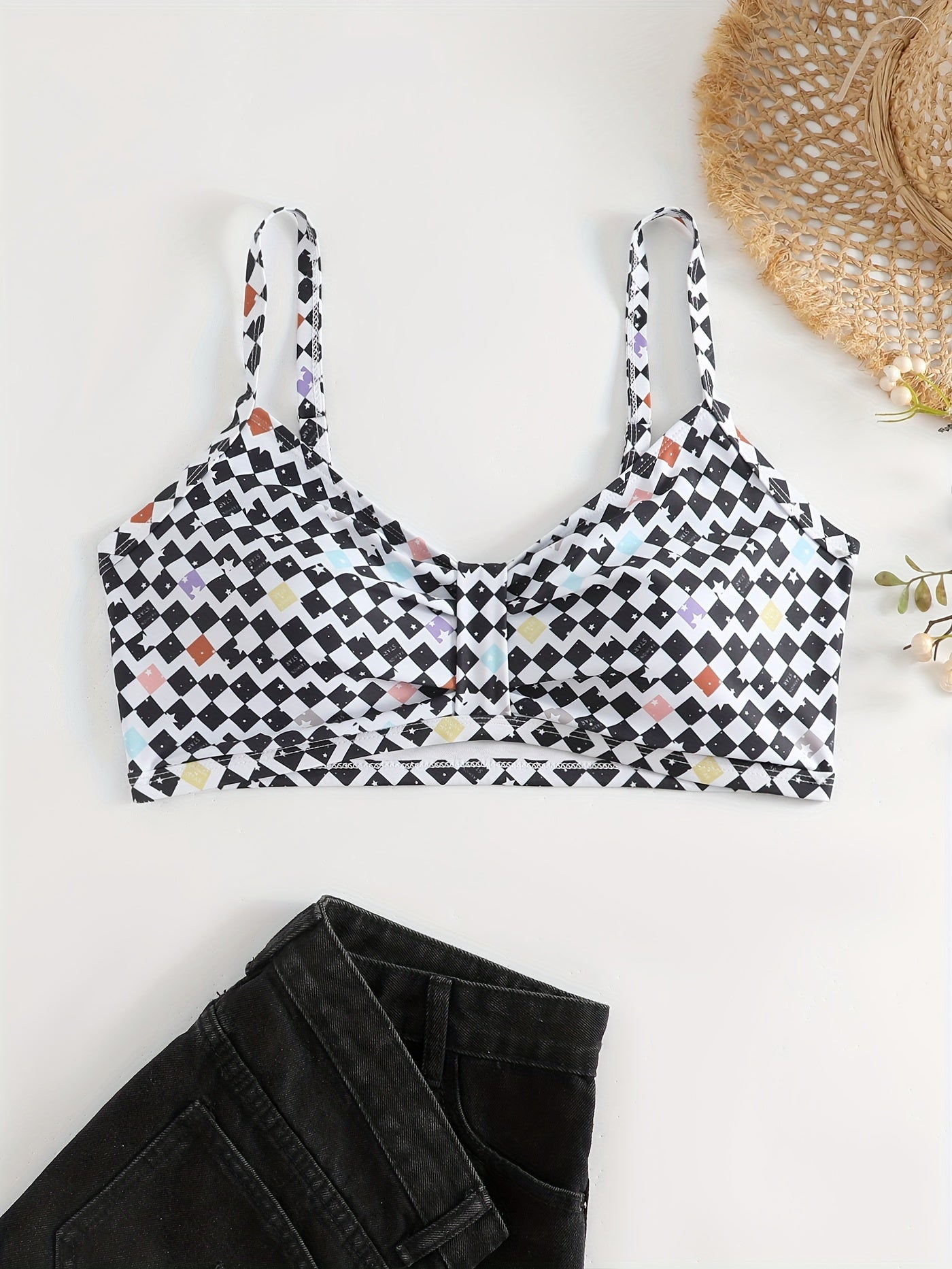 Vacay Bikini Top V Neck Padded Swimwear Bra