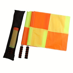 2pcs Soccer Referee Flags Red Yellow Checkered Command Hand Flags