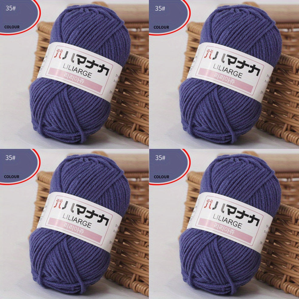 4pcs 4 ply Soft Cotton Yarn for DIY Knitting Crocheting Sweater Scarfts 25g